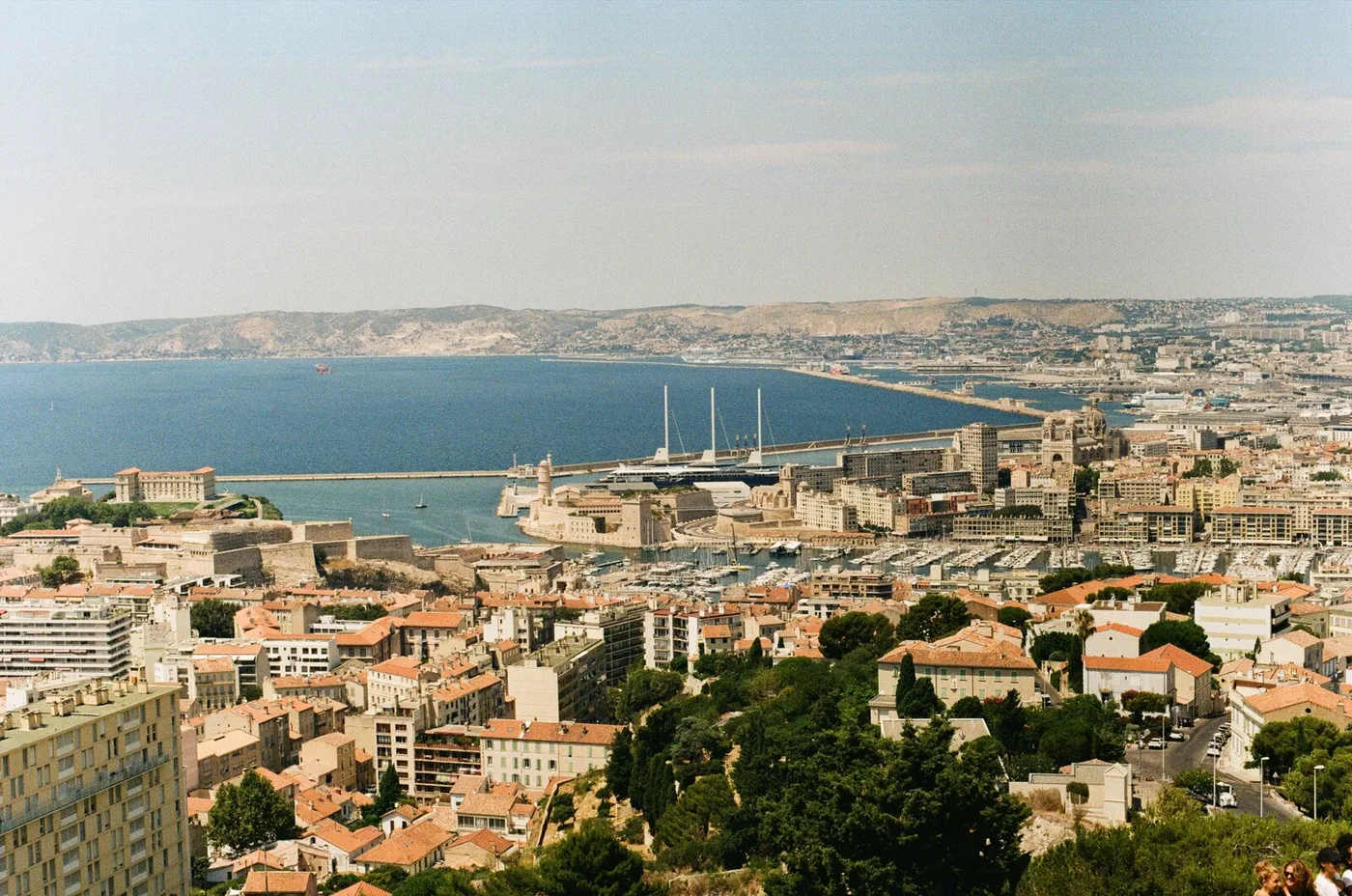 View over Marseille and its harbor from a hill